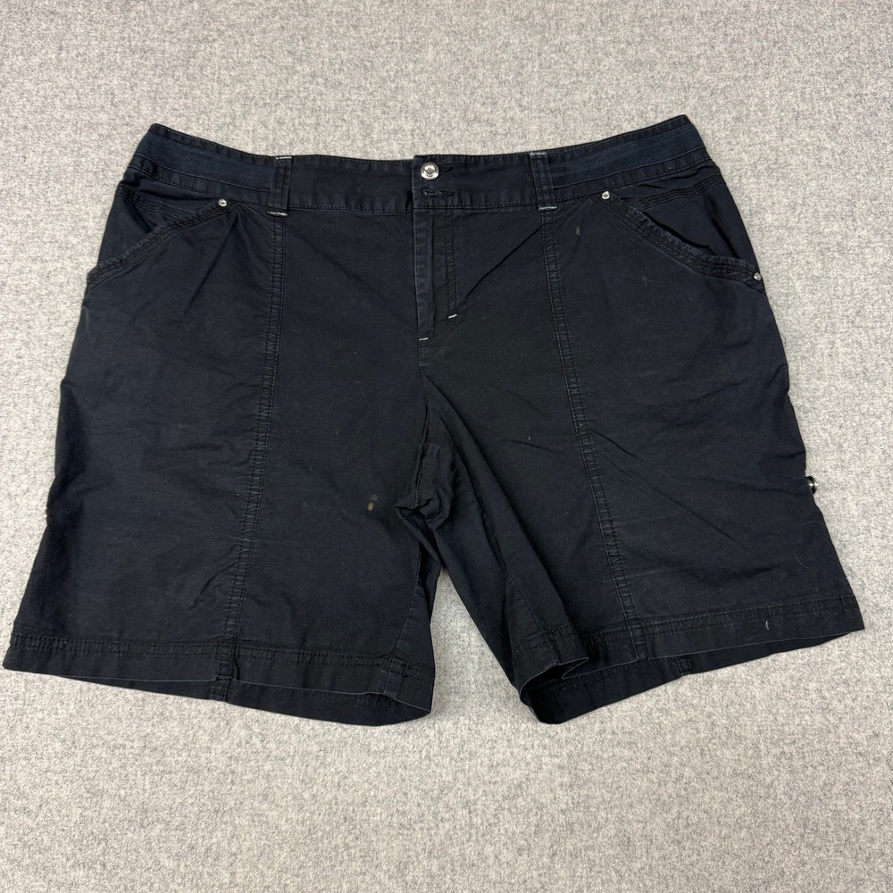 INC International Concepts Shorts 14 Black Cotton Stretch Zip Pocket Casual Flat